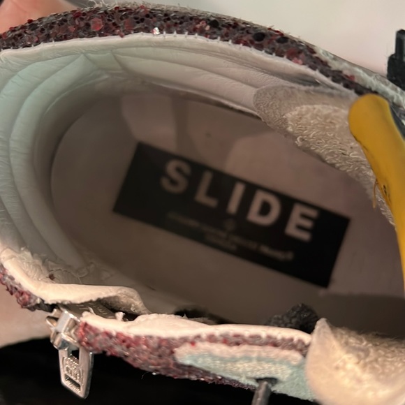 Golden Goose Slides Burgundy Leather Glitter Sneakers EUR 38 - Picture 4 of 12